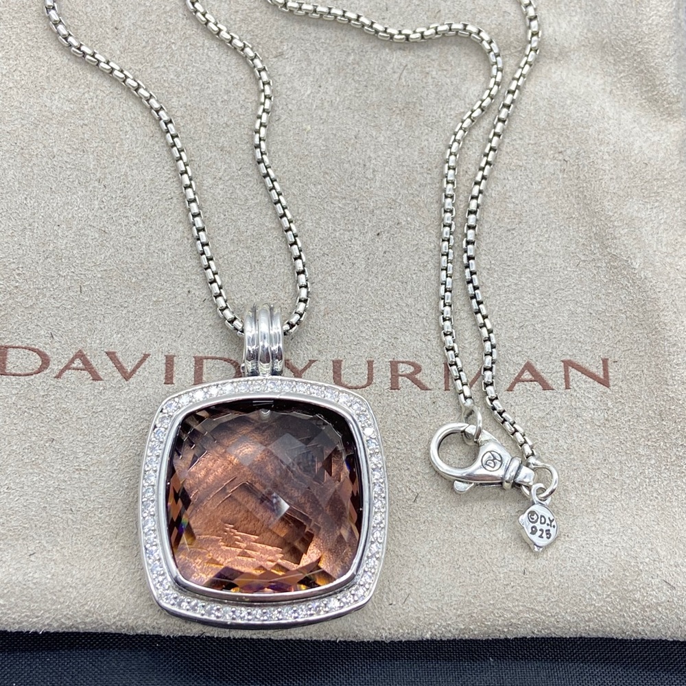 David Yurman Albion Diamond Smoky Quartz Pendant - Picture 8 of 10